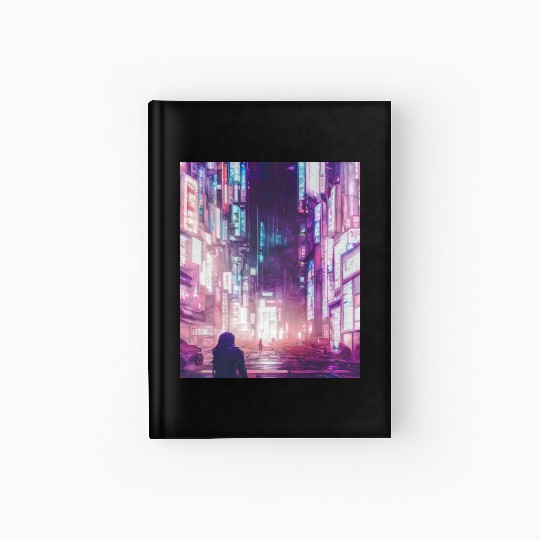 Cyberpunk Vaporwave Anime Japan Cyber aesthetic Hardcover Journal