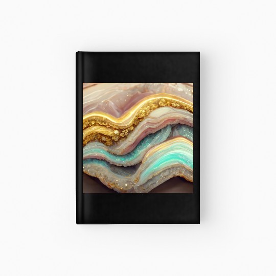 Pastel Pink Teal Agate Geode Stone Hardcover Journal