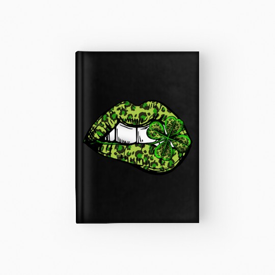 Leopard Green Irish Lips St Patricks Day Hardcover Journal