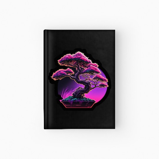 Synthwave Bonsai Tree Hardcover Journal