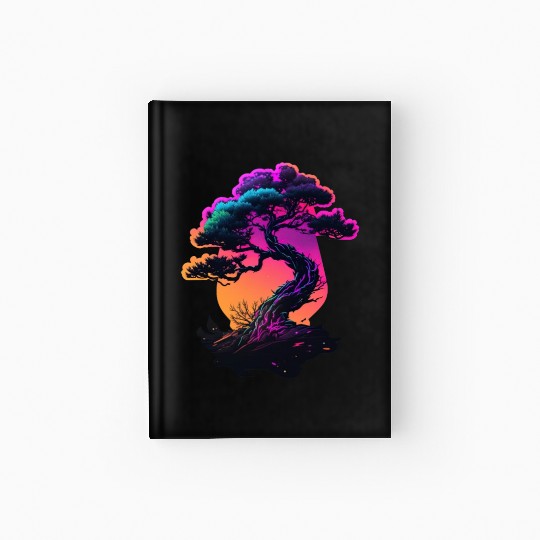 Synthwave Bonsai Tree Hardcover Journal
