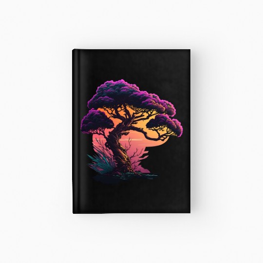 Synthwave Bonsai Tree Hardcover Journal