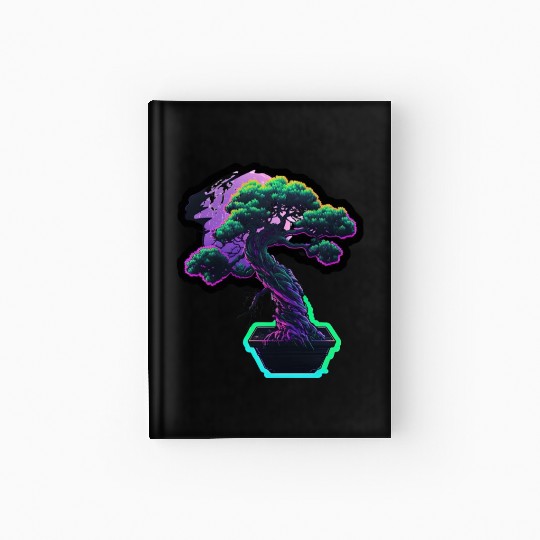 Synthwave Bonsai Tree Hardcover Journal
