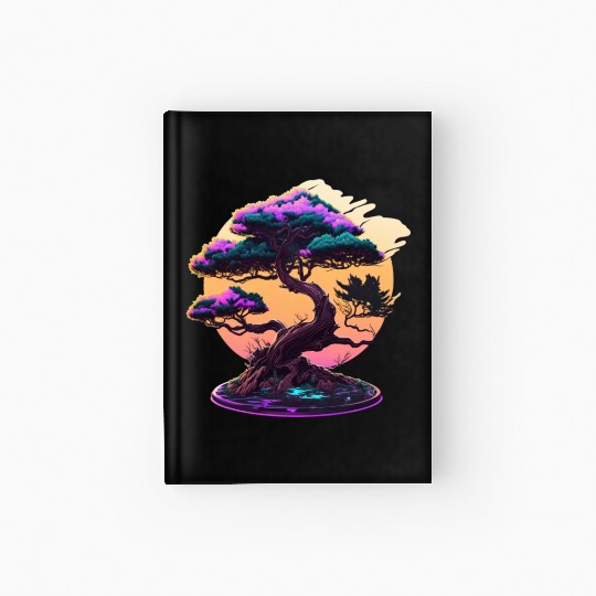 Synthwave Bonsai Tree Hardcover Journal