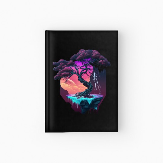 Synthwave Bonsai Tree Hardcover Journal