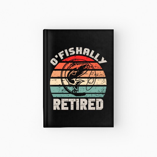 Ofishally Retired Fishing Retro Retirement Fishing Hardcover Journal