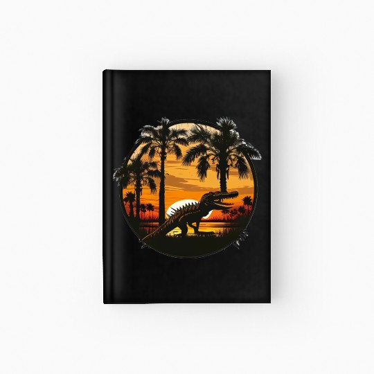 Florida Everglades Sunset Alligator and Palm Tree Hardcover Journal