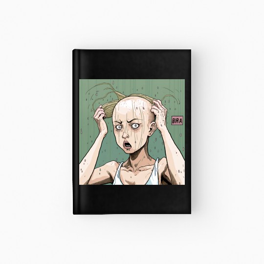 A Woman Holding Her Hair in Front of Her Face Hardcover Journal