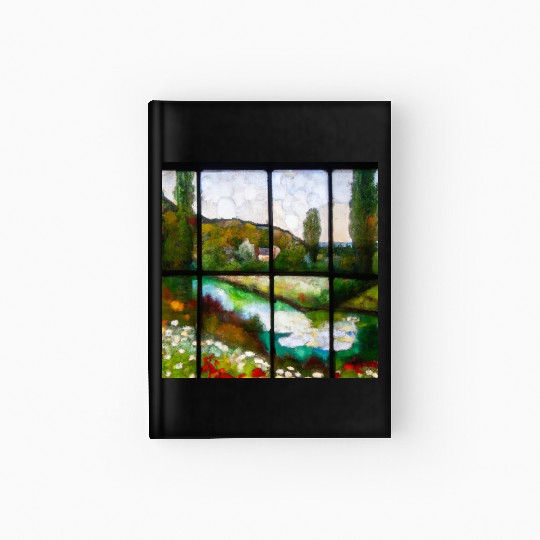 Stained Glass Monet Waterscape (AI Art) Hardcover Journal