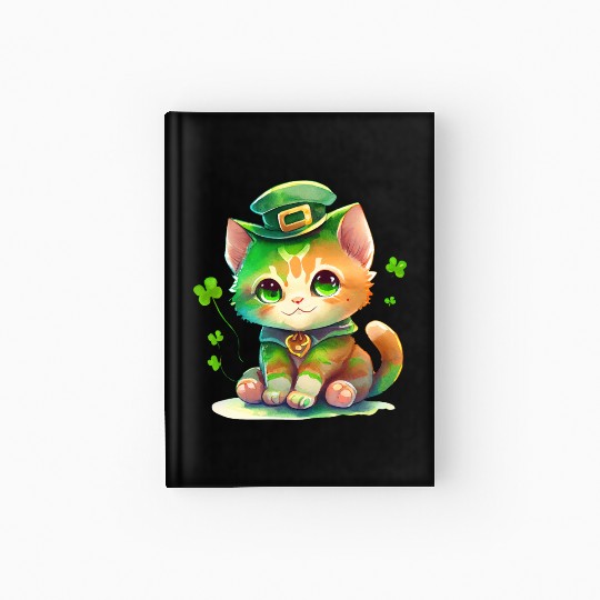 St Patrick's Day Irish Funny Cat Saint Patrick Hardcover Journal