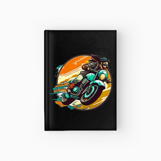 Man Riding Green Motorcycle Hardcover Journal