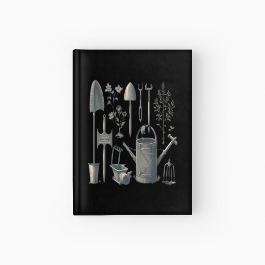 Florist Gardener Dad Grayscale Gardening Tools Hardcover Journal