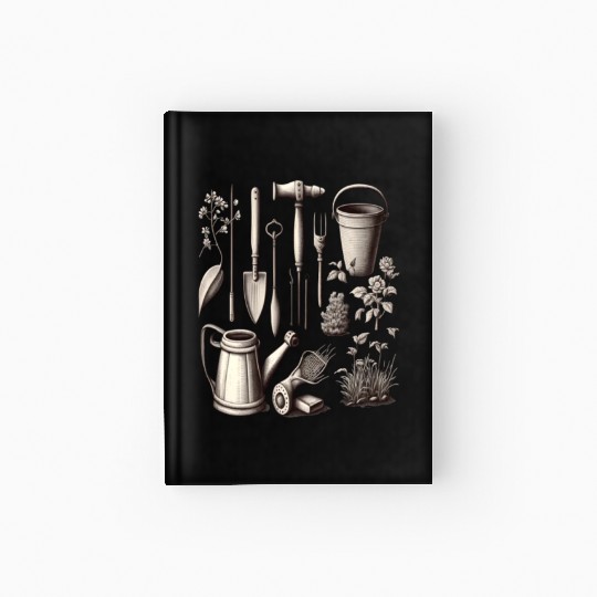 Florist Gardener Dad Grayscale Gardening Tools Hardcover Journal
