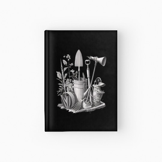 Florist Gardener Dad Grayscale Gardening Tools Hardcover Journal