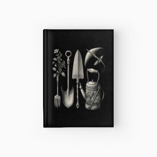 Florist Gardener Dad Grayscale Gardening Tools Hardcover Journal