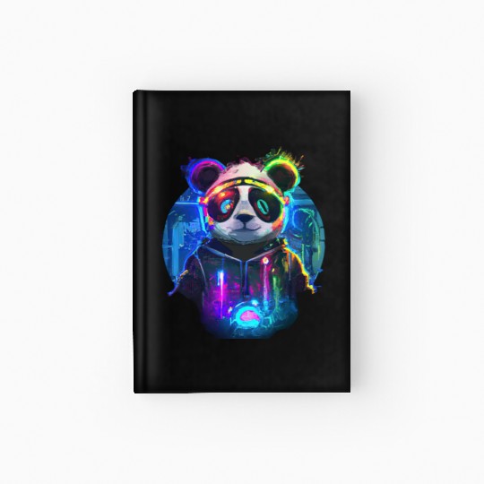 Futuristic Frenzy: Neon Panda Pop Art | light Hardcover Journal