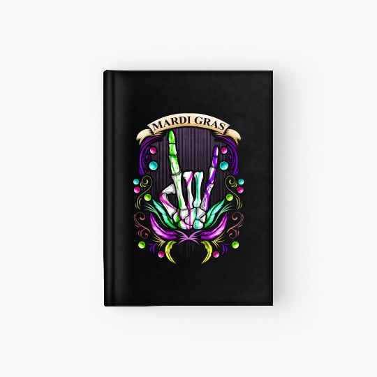 Rocking Skeleton Hand Showing Sign Of The Horns Hardcover Journal