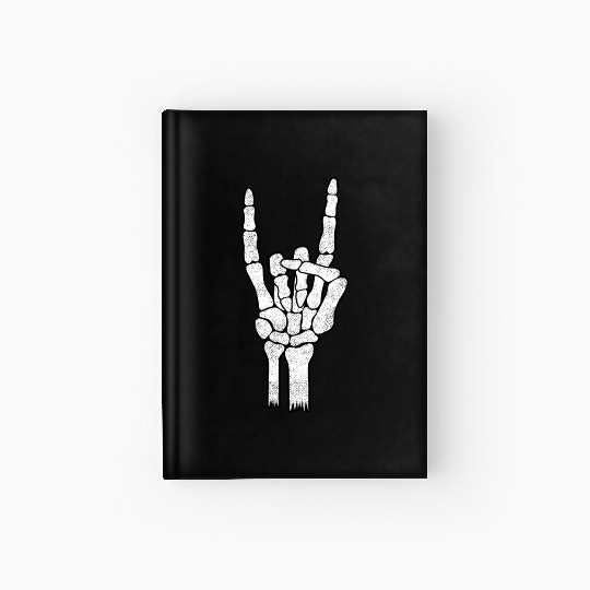 Skeleton Hand Rock Metal Sign Hardcover Journal
