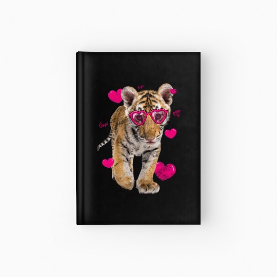 Tiger Cub Gift For Girl Heart Tiger Valentines Day Hardcover Journal