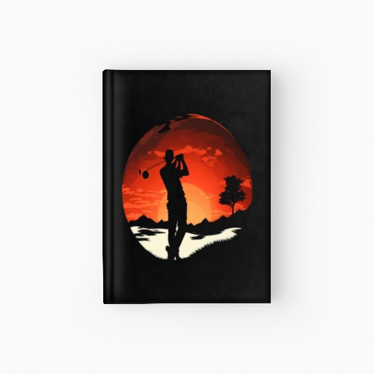 Golf Course Family Trip Cool Golfer In Sunset Hardcover Journal