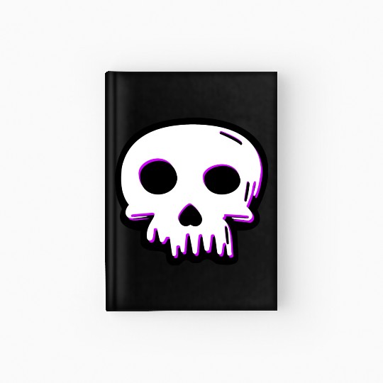 2D Vector Cartoony Synthwave Skull Hardcover Journal