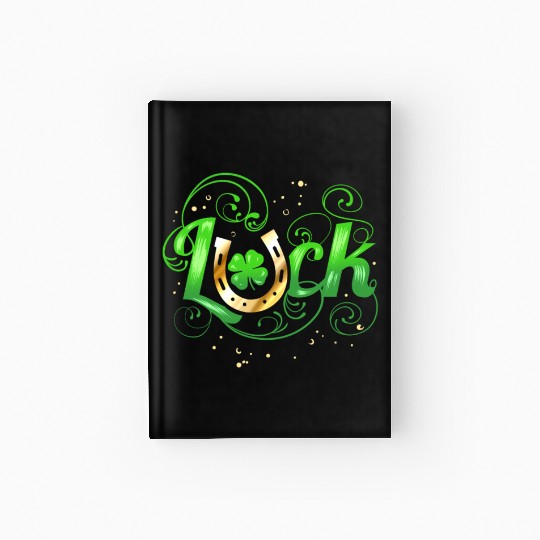 Green Golden Luck Logo With Horseshoe For St Hardcover Journal
