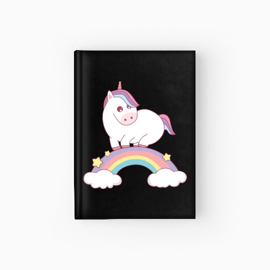 unicorn standing on rainbow Hardcover Journal