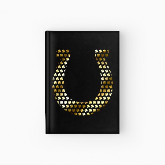 Golden Shamrocks Forming A Horseshoe On St Hardcover Journal