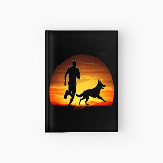 Runner Dog Animal Lover Dog Dad Silhouette Hardcover Journal