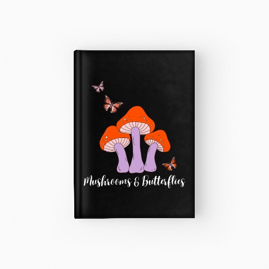 Mushrooms Butterflies Design Hardcover Journal