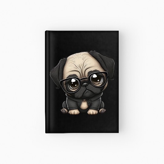 Sweet cute cartoon pug Hardcover Journal