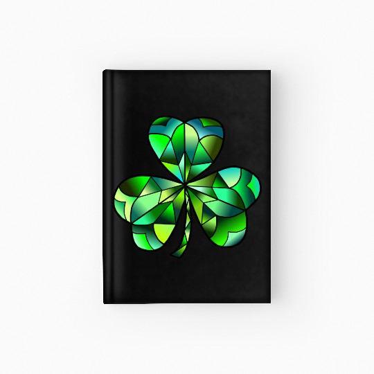 Green Gradation Stained Glass Irish Clover Hardcover Journal
