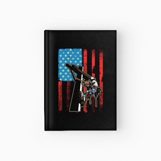 US Flag Lineworker Patriotic Lineman Hardcover Journal