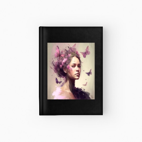 Breast Cancer Survivor Pink Flower Hair Girl Hardcover Journal