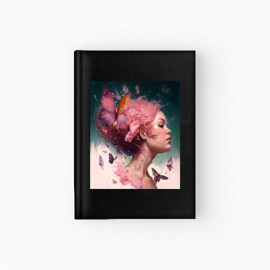 Breast Cancer Survivor Pink Flower Hair Girl Hardcover Journal