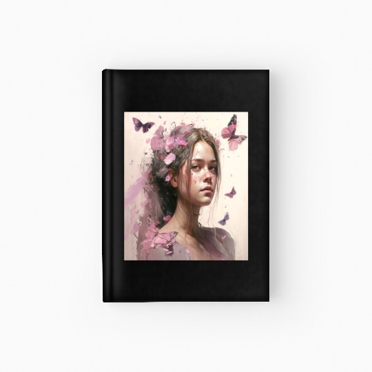 Breast Cancer Survivor Pink Flower Hair Girl Hardcover Journal