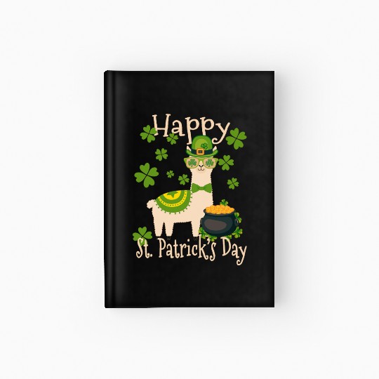 Happy St Patricks Day Llama Dad Mom Boy Girl Hardcover Journal