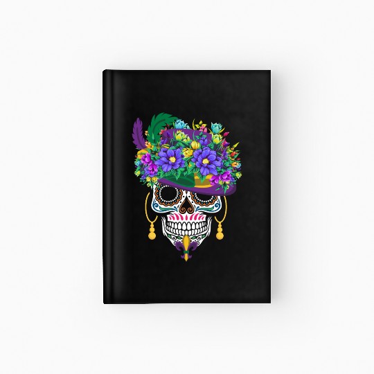 Mardi Gras Costume Dia De Los Muertos Flower Sugar Hardcover Journal