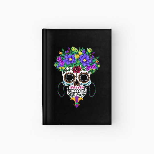 El Dia De Los Muertos Mardi Gras Costume Flower Hardcover Journal