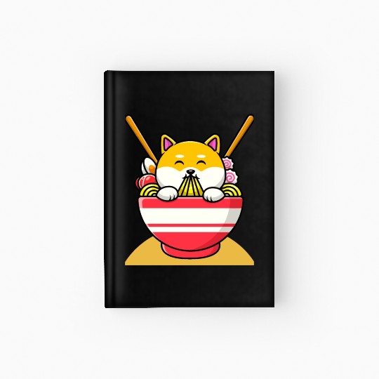 Cat Eating Spaghetti Ramen Cat Sweet Kitty Hardcover Journal