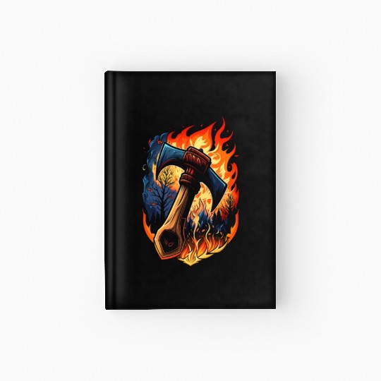 Firefighter Fire Rescue Axes in Flame Fire Hardcover Journal