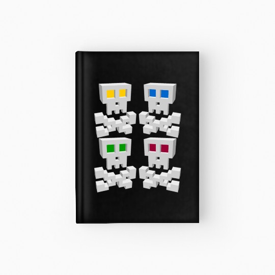 8-bit Pixel Pop Art Style Pirate Flag Skulls Hardcover Journal