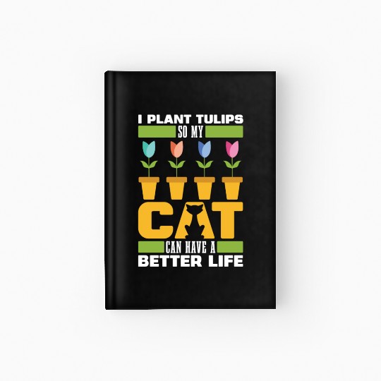 Tulip Gardening Cat Hardcover Journal