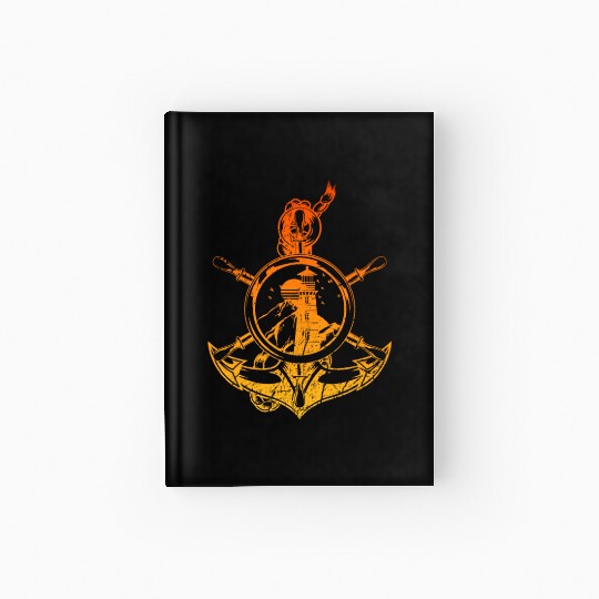 Anchor seafaring retro lighthouse sea vacation Hardcover Journal