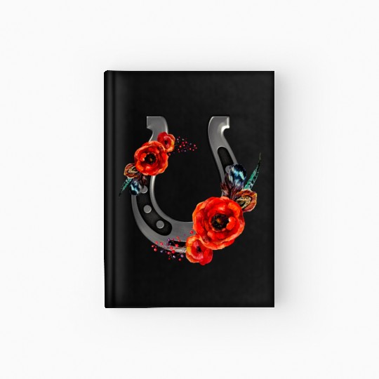 Floral Horseshoe With Poppies Hardcover Journal