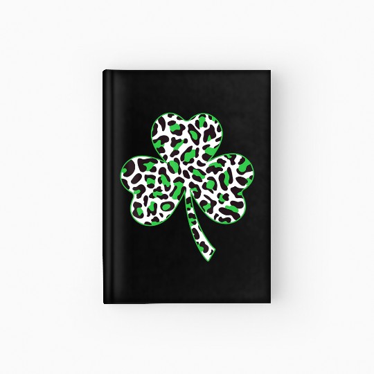 Cute Shamrock Leopard Print St Patricks Day Irish Hardcover Journal