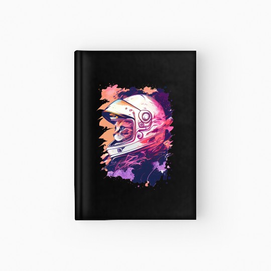 Aesthetic Vaporwave Space Cat 80s 90s Astronaut Hardcover Journal