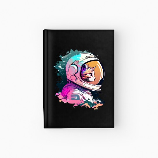 Aesthetic Vaporwave Space Cat 80s 90s Astronaut Hardcover Journal