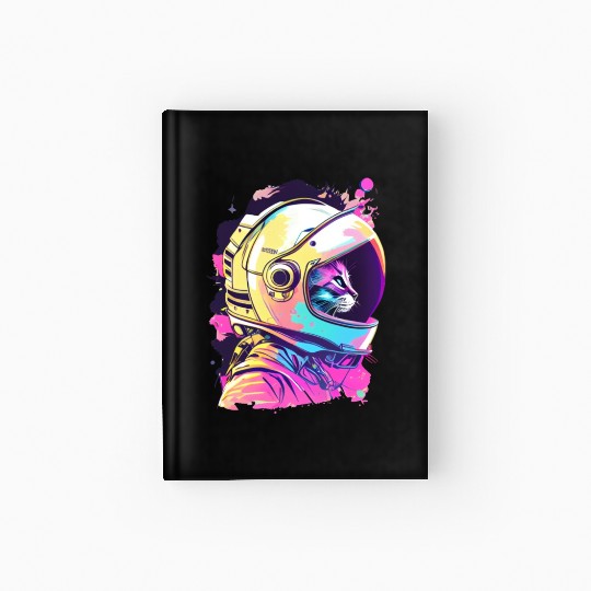 Aesthetic Vaporwave Space Cat 80s 90s Astronaut Hardcover Journal