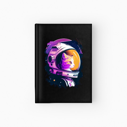 Aesthetic Vaporwave Space Cat 80s 90s Astronaut Hardcover Journal